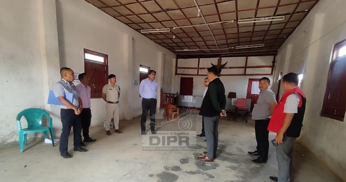 Chief Electoral Officer, Nagaland Vyasan R. inspected EVM strong rooms and counting hall at ADC office Peren in the presence of DC Peren, Vineet Kumar, SP Peren and other officials on 13th May 2024. 